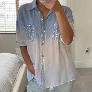✨ Sequin Pocket Button-Up Shirt - Made in Italy ✨